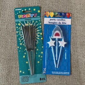 Nique Party Sparklers and Shark Candle Set